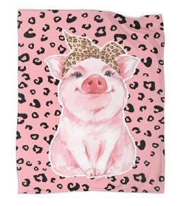 cute pig cozy soft flannel blanket luxury fleece bed blanket throw blanket lightweight for sofa chair bed for couch living room 50″x40″