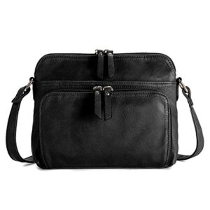 ob ourbag solid multi-pockets casual pu leather crossbody shoulder bags for women (black)