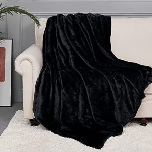 stangh fleece blankets soft fuzzy blanket throw size for couch, flannel lightweight brushed microfiber dog blanket for sofa/camping/dorm, (throw size 50 x 60, black)