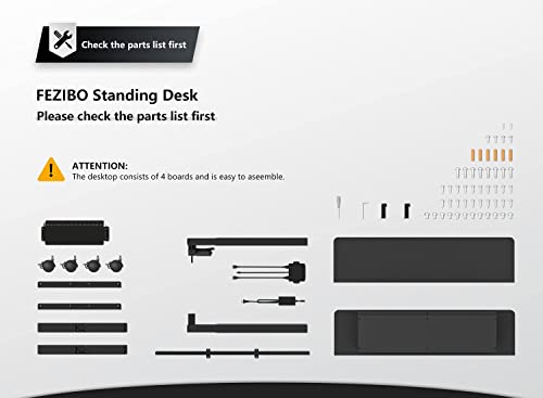 FEZIBO Adjustable Height Electric Standing Desk with Double Drawer, 55 x 24 Inches Stand Up Home Office Desk with Splice Tabletop, Black Frame/Black Top