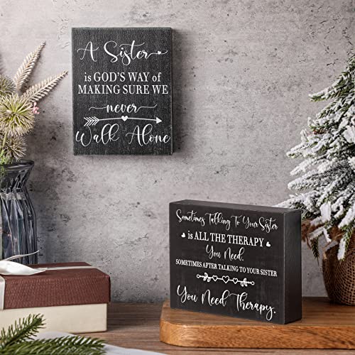 2 Pieces Sister Birthday Gifts from Sister Gift for Sister Funny Sister Gifts Sometimes Talking to Your Sister Is All The Therapy You Need Wood Sign Sister Birthday Gift Modern Farmhouse Decor