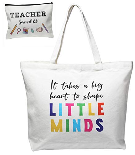 ECOHIP Canvas Teacher Bag Tote Teacher Appreciation Gifts for Women