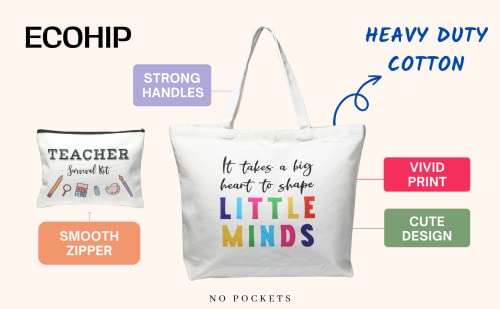 ECOHIP Canvas Teacher Bag Tote Teacher Appreciation Gifts for Women