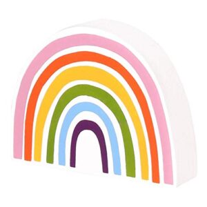 collins painting rainbow cutout block sign – cute wood tabletop decoration for kids, spring, summer home decor (plain)