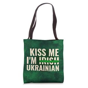 kiss me i’m irish ukrainian – funny ukraine st patricks day tote bag