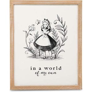 open road brands disney alice in wonderland in a world of my own framed wood wall decor – vintage alice in wonderland wall art