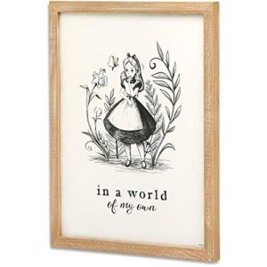 Open Road Brands Disney Alice in Wonderland in a World of My Own Framed Wood Wall Decor - Vintage Alice in Wonderland Wall Art
