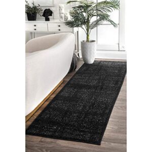 nuloom arlena vintage runner rug, 2′ 6″ x 6′, black
