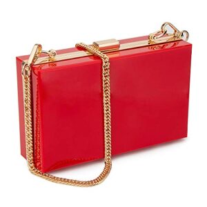 acrylic clear purse for women, crossbody shoulder handbag evening clutch bag chain strap – red