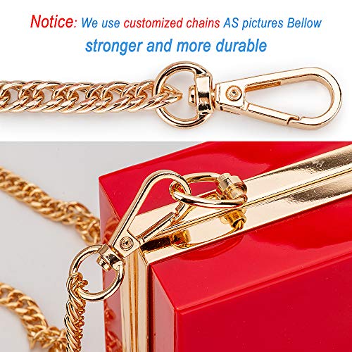 Acrylic Clear Purse For Women, Crossbody Shoulder Handbag Evening Clutch Bag Chain Strap - Red