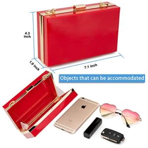 Acrylic Clear Purse For Women, Crossbody Shoulder Handbag Evening Clutch Bag Chain Strap - Red