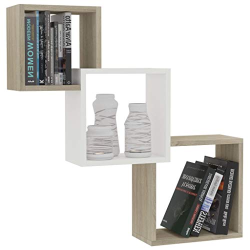 vidaXL CD Cube Wall Shelf, Bookshelf Wall Mountable Metal CD DVD Storage Rack,Wall Mount Display Rack for Bedroom, Living Room, Bathroom, Kitchen, Office