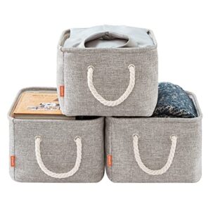 lifewit storage baskets for shelves fabric storage bins for organizing decorative closet bins with handles for living room, utility room, 14.6 x 10.6 x 7.9 inch, 3 pack, grey