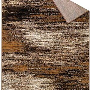 Champion Rugs Modern Rugs for Living Dining Room Abstract Brush Area Rug Brown Mocha (8 Feet X 10 Feet)