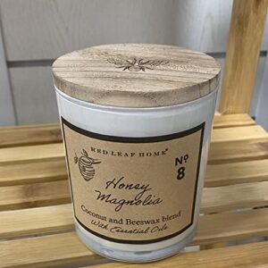 Red Leaf Home | Honey Magnolia Jar Candle with Wooden Lid | Medium | Honeycomb Collection, Aromatherapy, Gift | 11oz