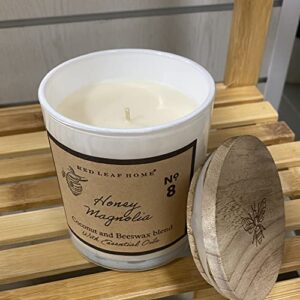 Red Leaf Home | Honey Magnolia Jar Candle with Wooden Lid | Medium | Honeycomb Collection, Aromatherapy, Gift | 11oz