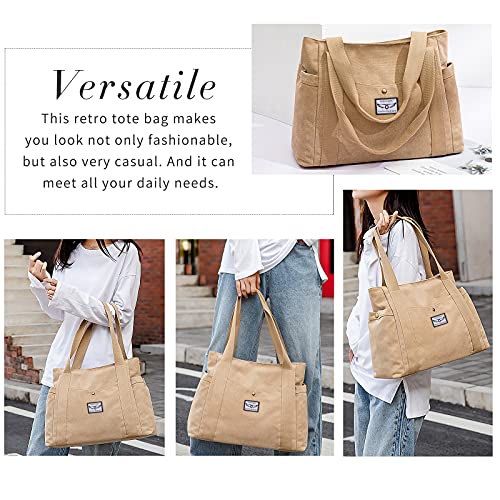 SMITH SURSEE Canvas Tote Bag Women Tote Shoulder Bag Casual Tote Handbag Shopping Bag for Daily Work Business Travel Beach