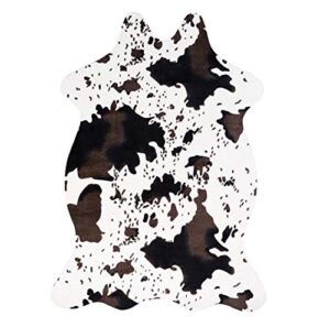 cow print rug 110cmx75cm faux cowhide area carpet animal print mat for living room bedroom non-slip (cow,small)