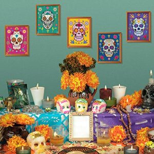 6 Pieces Sugar Skull Wall Art Decorations Day of The Dead Poster Decor Mexican Day of The Dead Fiesta Party Sugar Skull Decor Art Prints for Living Room Bedroom Office Home Wall Decor, 8 x 10 Inch