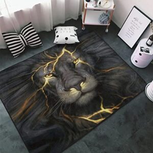 astede cool 3d lion head animal pattern area rug non slip comfort yoga mat floor carpet home decor for living room bedroom 60×39 inch