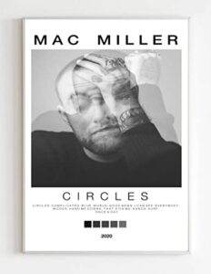 mac miller – circles album cover poster print with track list and color tiles – 11″ x 17″ inches ready to frame – wall art