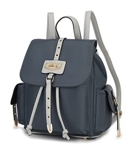 mkf backpack purse for women & girls – nylon top handle bag lady fashion travel pocketbook – roomy daypack paula charcoal grey