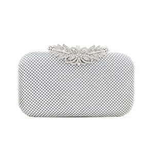 bellawish silver clutch purses for women wedding crystal rhinestones women’s evening clutch handbags with flora clasp for bridal parites prom