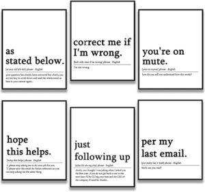 originnt 6 pcs funny office decor for women men home office wall decor accessories – 8 x 10 inches funny quotes coworker gifts aesthetic room decor – unframed (spelled wrong words already corrected)