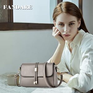 FANDARE Ladies Shoulder bag Womens Crossbody Bag Women Business Satchel Messenger Bag Travel Shopping Cross-Body Handbags Waterproof PU Leather Light Gray