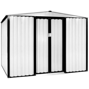 solaura 8’x6′ outdoor vented storage shed garden backyard tool steel cabin (white)