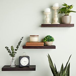 Farmlyn Creek Set of 3 Dark Brown Wooden Floating Shelf for Nursery, Office, Bedrooms, Space Saving (15.7 x 5.5 x 1.5 in)