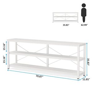 Sofa Table, 3 Tiers TV Stand 70.8 Inches Console Table Extra Long TV Console with Storage Shelves for Living Room, Entryway