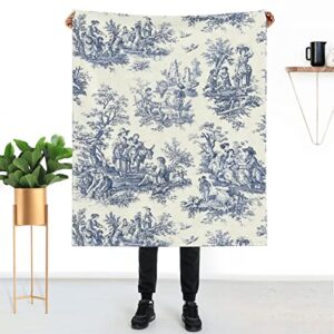 Toile Fleece Throw Blanket for Couch Sofa or Bed Throw Size, Soft Fuzzy Plush Blanket, Luxury Flannel Lap Blanket, Super Cozy and Comfy for All Seasons 50 x 60 inch…