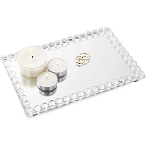 small mirrored crystal bead serving tray (9.4 x 5.75 x 1 inches)
