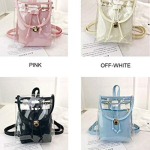 Mini Clear Backpack with Removable Pouch Transparent PVC Shoulder Bag Handbag, Black, Small