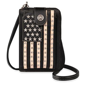 Montana West Women's Patriotic Studded Tote Satchel Handbags Concealed Carry Purse Crossbody Bags Black MBB-US04-183BK