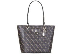 guess noelle small elite tote, brown logo