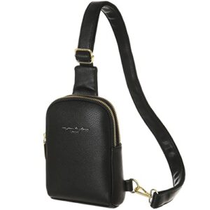 inicat small crossbody sling bags for women vegan leather cell phone purse fanny packs for women men(black)