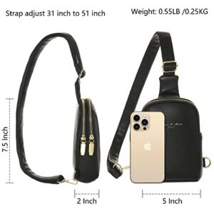 INICAT Small Crossbody Sling Bags for Women Vegan Leather Cell Phone Purse Fanny Packs for Women Men(Black)