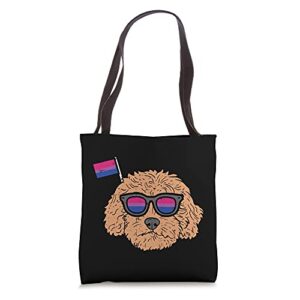goldendoodle dog glasses lgbtq bisexual flag gay pride bi tote bag