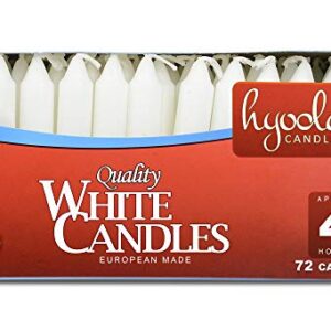 Hyoola White Candles - Short Candlesticks - 5 Inch Candle Sticks (12cm) - 4 Hour Burn Time (72 Pack), European Made