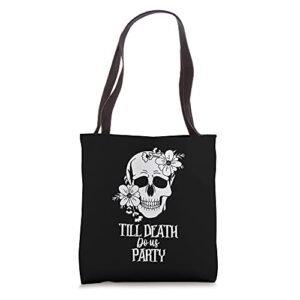 bride or die skull halloween gothic style bachelorette party tote bag