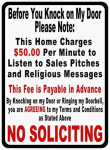 lenrius before you knock on my door sign no soliciting metal sign 12″x8″