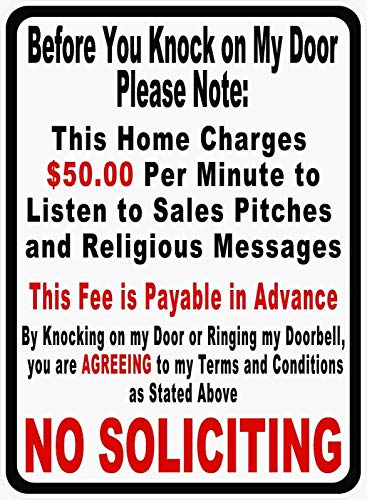 Lenrius Before You Knock On My Door Sign No Soliciting Metal Sign 12"x8"