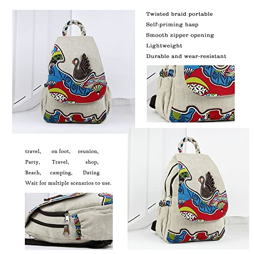 HUANGGUOSHU Hippie Backpack Purse for Women - Small Convertible Backpack Sling Bag with Mushroom Boho Fashion Statement(Flower B)