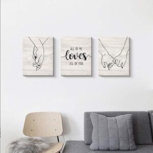 Kercan Canvas Wall Art Decor for Bedroom Living Room, Love and Hand in Hand Canvas Prints Artwork Home Decoration, Stretched and Framed Ready to Hang (12X16 Inch,Beige)