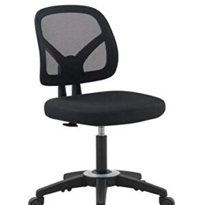 OFFICE FACTOR Mid Back Task Armless Office Chair, Computer Mesh Chair 360 Swivel Revolving Task Chair Without Arms, Black Mesh Back Desk Chair with Wheels for Office, Home Office or Students.