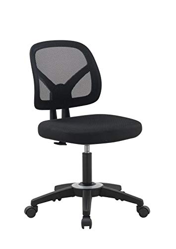 OFFICE FACTOR Mid Back Task Armless Office Chair, Computer Mesh Chair 360 Swivel Revolving Task Chair Without Arms, Black Mesh Back Desk Chair with Wheels for Office, Home Office or Students.