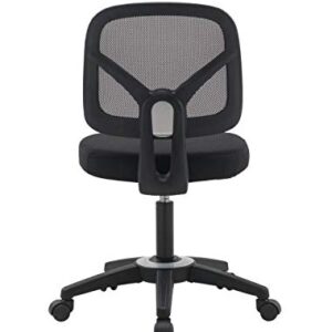 OFFICE FACTOR Mid Back Task Armless Office Chair, Computer Mesh Chair 360 Swivel Revolving Task Chair Without Arms, Black Mesh Back Desk Chair with Wheels for Office, Home Office or Students.