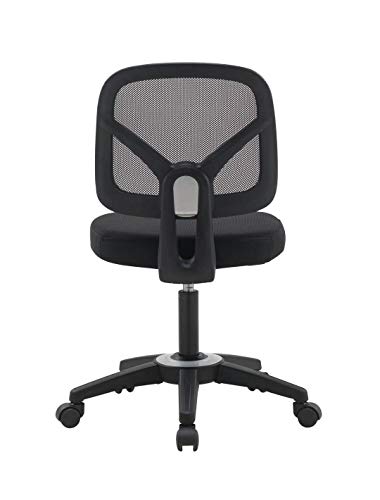 OFFICE FACTOR Mid Back Task Armless Office Chair, Computer Mesh Chair 360 Swivel Revolving Task Chair Without Arms, Black Mesh Back Desk Chair with Wheels for Office, Home Office or Students.